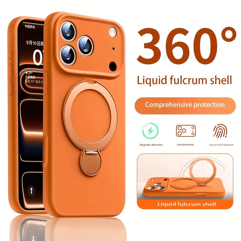 Phone Accessories Case - 360 Magnetic Stand Liquid Silicone Phone