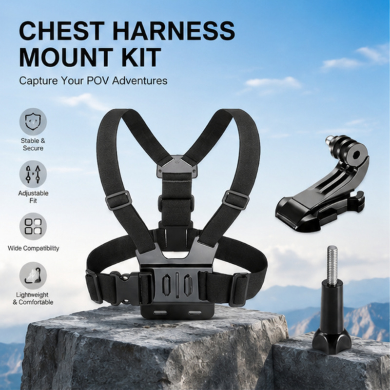 Phone Accessories Brand - 3-in-1 Chest Mount Set, Chest Strap