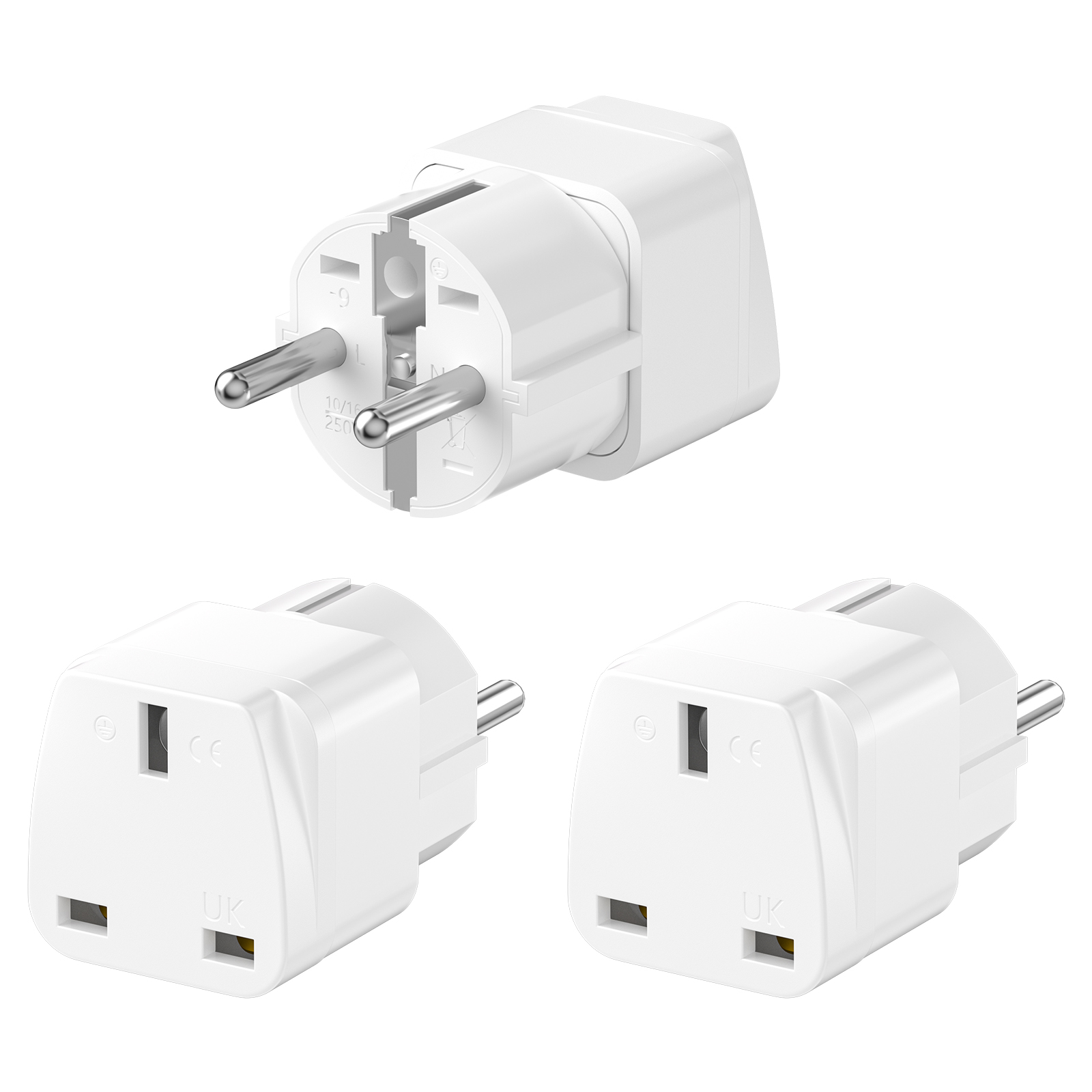 3PCS UK to EU Plug Adapter Eur - đánh giá và giá Phone Accessories Uk