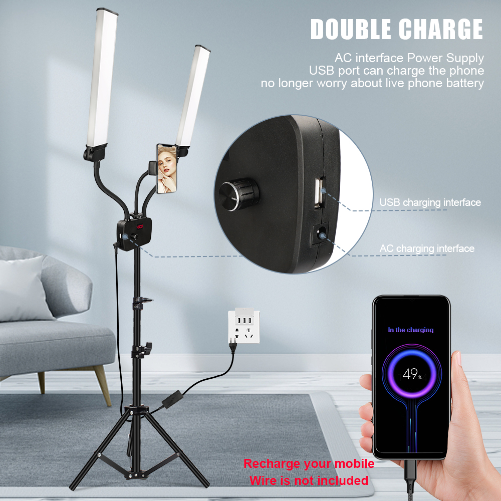 Double Arms LED Fill Photo Stu - đánh giá và giá Led Strip Selfie